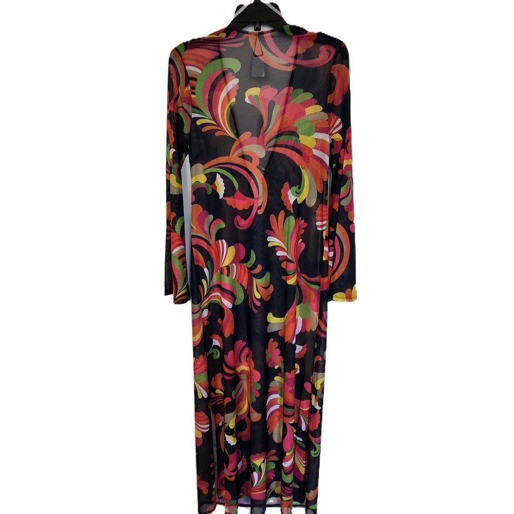 Trina Turk Sheer Abstract Print‎ Swimsuit Cover-Up Dress Multicolor Resortwear - Picture 5 of 13